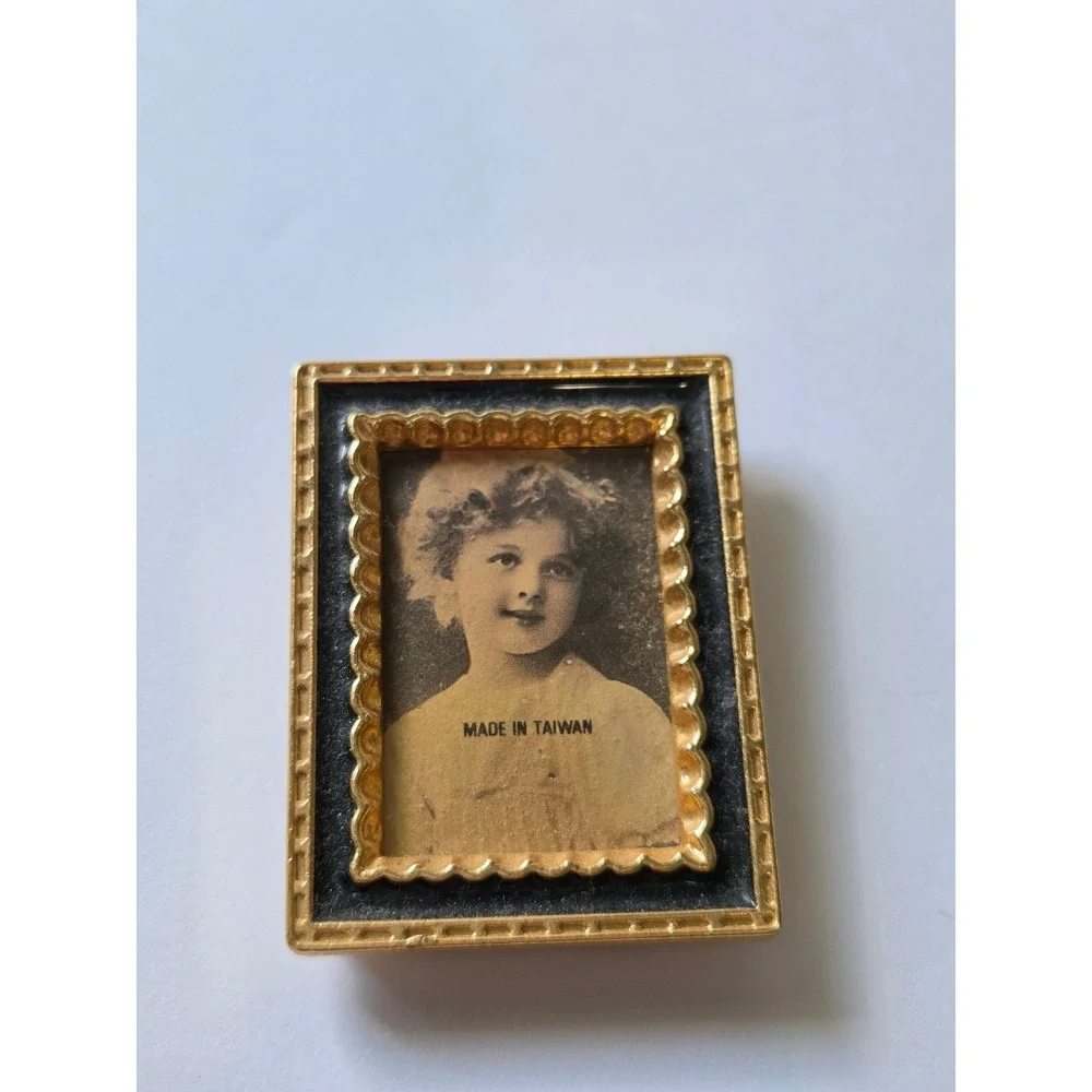 Vintage Miniature Gold Tone Enamel Picture Frame Set of 3 Victorian Style Tiny